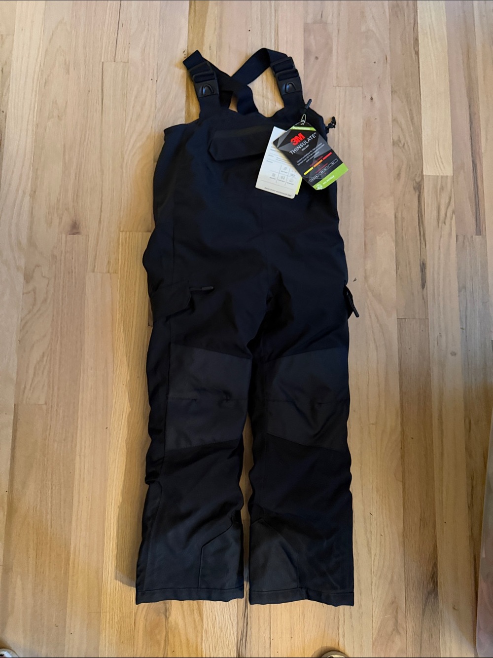 3M Thinsulate Black Men's Cargo Snow Bib Pants